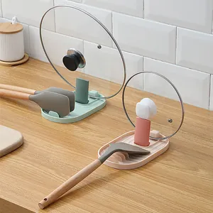 Multifunctional plastic kitchen utensil rest and pot lid holder for countertop storage