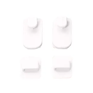 Punch-free white adhesive wall-mounted hooks for remote control storage 4pcs set