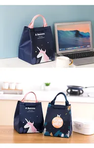Detailed view showing the insulated lunch bags with unicorn and summer patterns
