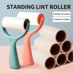 Standing Lint Roller For Clothes Hair Remover Sticky Roller Reusable Dust Remover Brush With Matte Handle Modern Minimalist Home Cleaning Tool