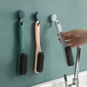 Multifunctional long handle soft bristle laundry and shoe cleaning brush in three colors