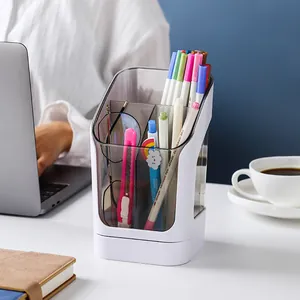 Nordic Desk Pen Holder Divided Diagonal Insertion Makeup Brush Storage Box Polypropylene Office Stationery Organizer