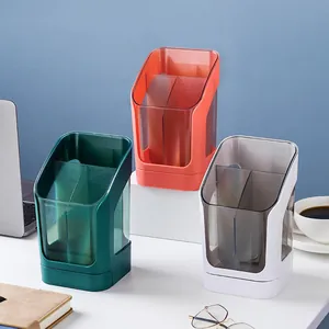 Modern multi-colored slanted desktop organizer set with three grid compartments