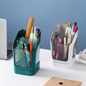 Nordic style desktop pen holder with slanted compartments for office organization