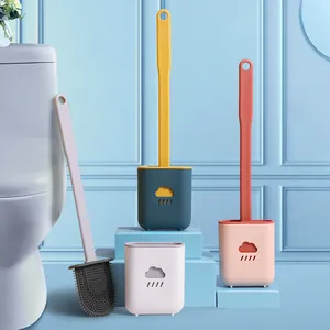 Brosse de Toilette en Silicone Avec Base Nuage Murale Poils Souples en TPR Ensemble d'outils de Nettoyage de Salle de Bain