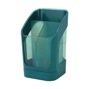 Minimalist Nordic style multifunctional slanted desk organizer and pen holder in teal