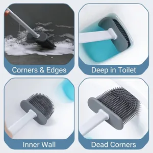 Brosse de toilette en silicone flexible nettoyant les coins et parois internes