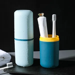 Portable Travel Wash Cup Toothbrush Box Toothpaste Storage Case Modern Minimalist Matte Rinsing Cup Set For Travel Business Bathroom