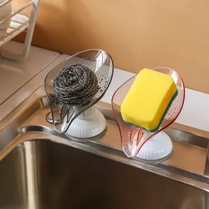 Jabonera giratoria en forma de hoja con ventosa para el fregadero y cuarto de baño