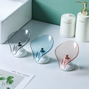 Juego de 3 jaboneras de colores en forma de pétalo con ventosa para baño moderno