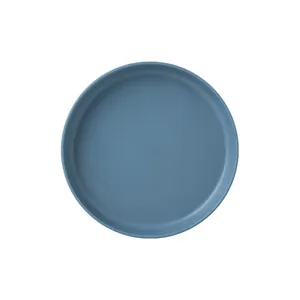 Minimalist round blue plastic snack plate for table waste or small appetizers dish