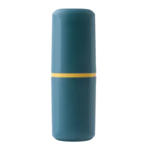 Portable teal travel toothbrush storage box and mouthwash cup set for travel use