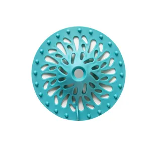 Teal silicone volcano drain cover for sink hair catching anti-clogging