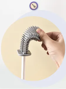 Detailed close-up of flexible grey silicone toilet brush head demonstrating high durability.