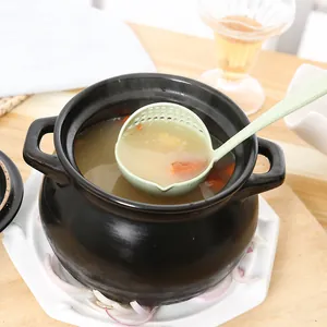 Mestolo 2-in-1 in paglia di grano con colino integrato per hot pot e uso in cucina
