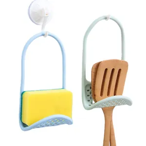 Foldable kitchen sink hanging rack for sponge and utensil draining storage holder