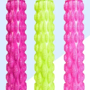 Macro view of bamboo shoot style foot massage rollers featuring textured pressure points