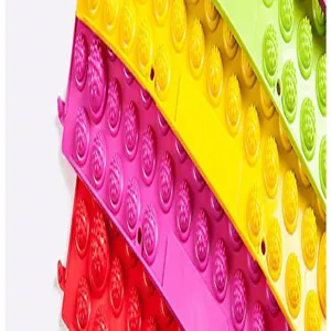 Macro detail of colorful bamboo shoot texture acupressure foot massage mats for reflexology