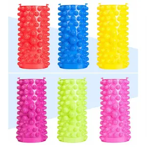 Set of six colorful acupressure foot massage mats with bamboo shoot texture