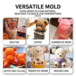 Süße 3D Bär Silikonform für Eiswürfel, Kaffeegetränke und verschiedene DIY-Desserts