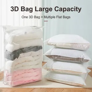 3D Stereoscopic Vacuum Storage Bag PA+PE Reusable Space Saving Compression Bag For Clothes Quilts Blanket Bedding Manual Electric Pump