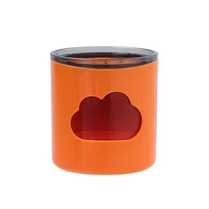 Orangefarbener elektrischer Zahnbürstenhalter für die Wandmontage mit Wolkenfenster Design