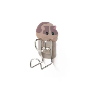 Wall-mounted stainless steel washbasin rack with cute cat design for bathroom storage