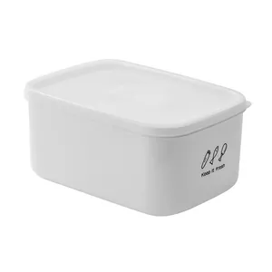 White rectangular food storage container with Keep it fresh print for kitchen use