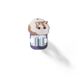 Wall-mounted self-adhesive mop holder hook with cute cartoon cat design for bathroom