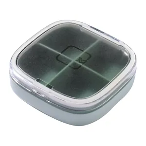 Organizador de pastillas portátil compacto de 4 compartimentos con tapa mate resistente