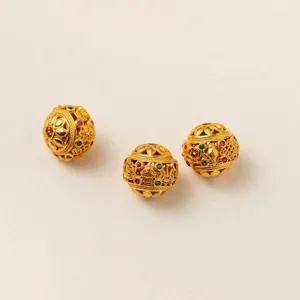 925 Sterlingsilber Hohl Filigran Rund Perlen Vergoldet Eingelegt Strass Buddhist Gebet Zwischenperlen Für DIY Schmuck