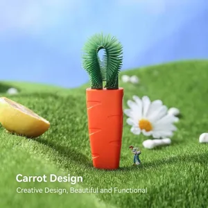 Creative 3-in-1 carrot shaped cleaning brush for cup lids and crevices in vibrant orange
