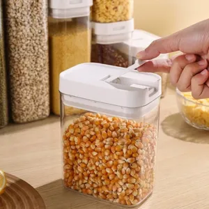 Airtight food storage container with white locking lid for kitchen grain storage