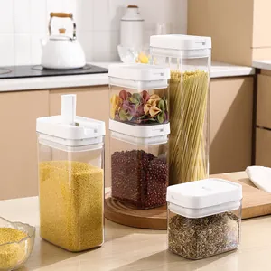 Airtight clear food storage container set with white lids for kitchen organization