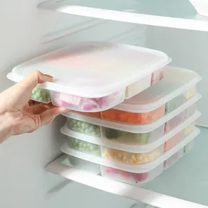 Refrigerator Food Storage Box Multi-Grid Fresh-keeping Container Transparent Stackable Kitchen Organizer For Meat Vegetables