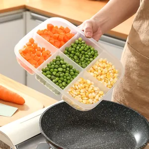 6-compartment clear plastic food storage box for meal prep and fridge organization