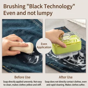 Multifunctional soap bubble box with integrated laundry brush and rollers for clothes cleaning