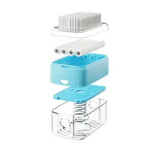 Multifunctional soap foaming box with rollers and laundry brush in exploded view