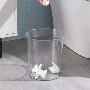Transparent Minimalist Trash Can Large Capacity Waste Bin For Home Office Living Room Bedroom Bathroom Kitchen Modern Light Luxury Paper Basket