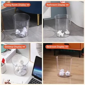 Minimalist transparent large capacity trash can for living room, office and bathroom