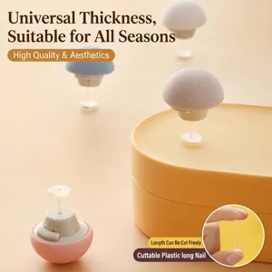 Soft mushroom duvet clips with adjustable plastic pins for non-slip bedding security.