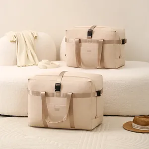 Large Capacity Foldable Travel Bag Recycled Polyester Boarding Bag With Suitcase Strap Dry Wet Separation Multipurpose Duffel Bag For Men Women