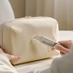 Borsa in tessuto crema spesso premium per elettronica digitale e cavi accessori
