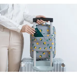 Oxford shoe storage bag for travel suitcase with lemon print and phone pocket