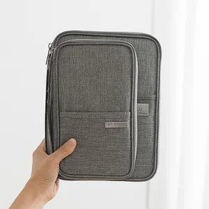 Minimalist grey Oxford fabric waterproof passport and document travel organizer set
