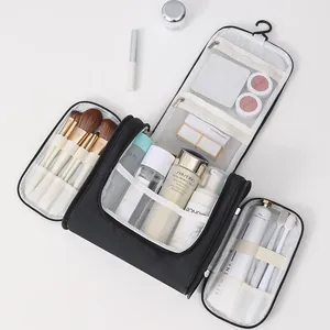 Portable large capacity hanging toiletry bag for travel cosmetics and personal care storage