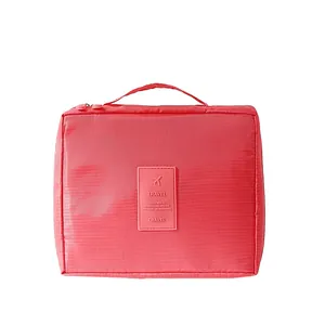 Borsa da viaggio per trucchi rosa impermeabile in tessuto Oxford con comodo manico