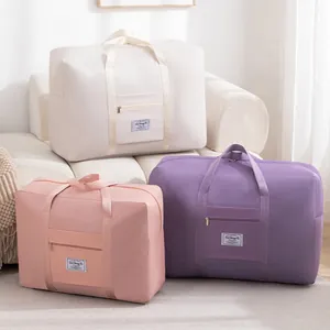 Grandi borse da viaggio pieghevoli e impermeabili in rosa crema e viola