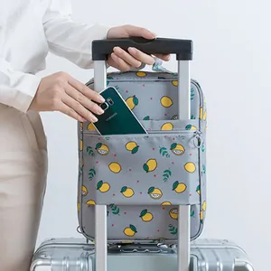 Large capacity waterproof oxford shoe storage bag attached to suitcase handle