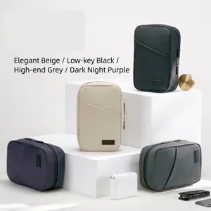 Large Portable PU Leather Digital Storage Bag Waterproof Multi-functional Cable Organizer Travel Cosmetic Pouch Universal Storage Bag